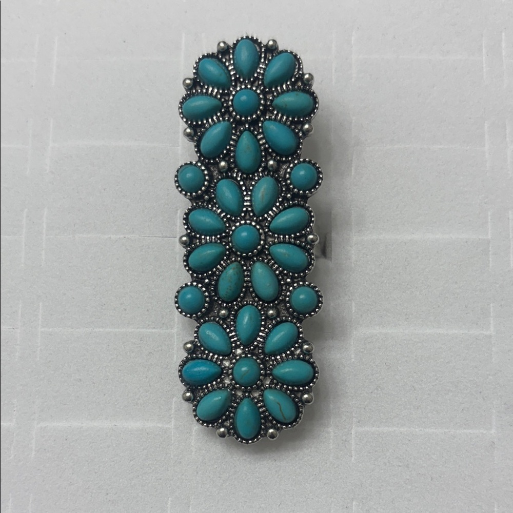 Turquoise Floral Cluster Barrette